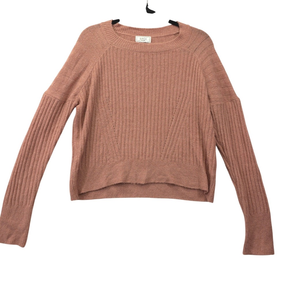 Sage The Label Ribbed Knit Sweater Dusty Rose Mauve Small Coquette Coastal Boho
